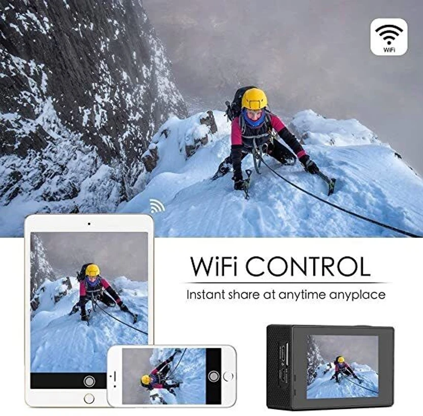 Elevea 4K Ultra HD, 16MP 4K WiFi 16MP Sports Action Camera 30M Un...more