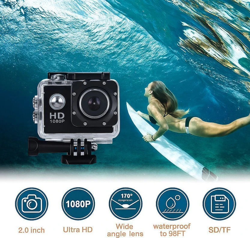 BLOGX FULL HD+ CAM Waterproof Outdoor 2K Action Camera with SD Ca...more