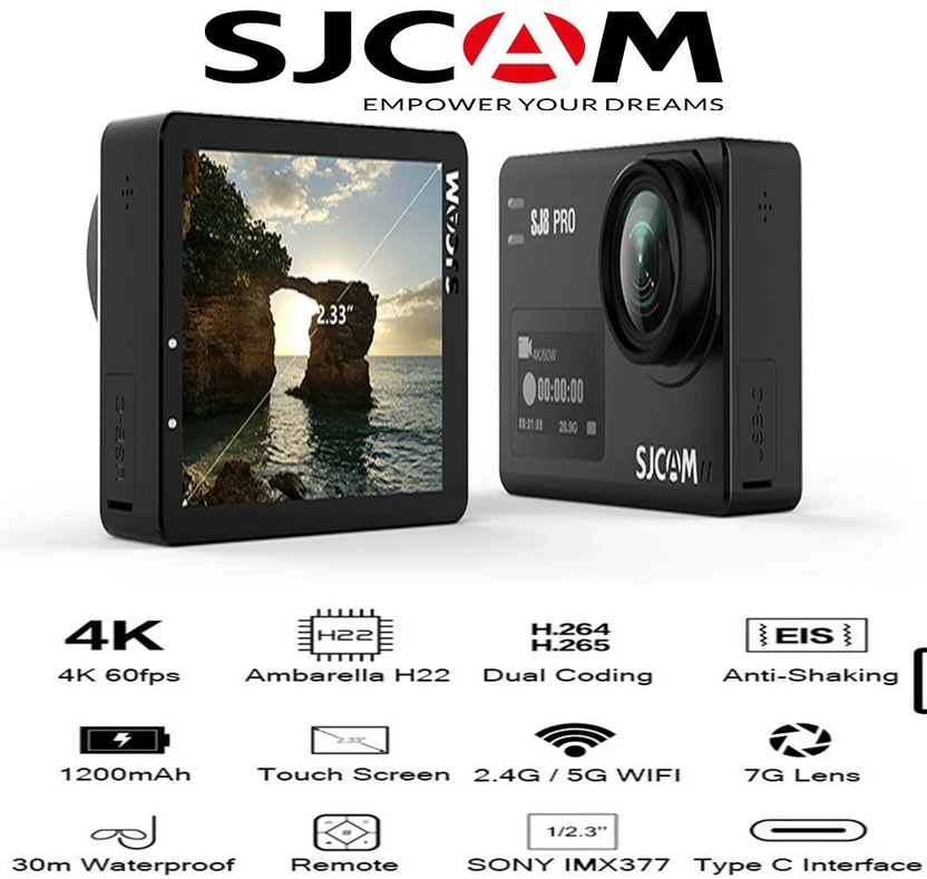 SJCAM SJ8 Pro Native 4K 60fps Wifi Action Camera 2.33" IPS Retina...more