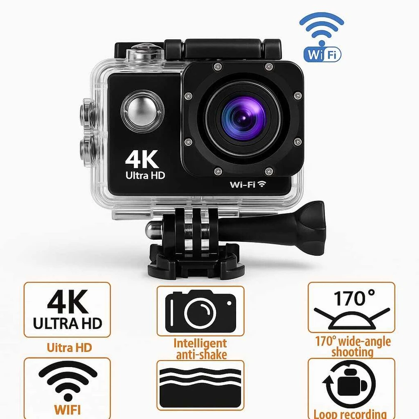 Fiesta Action camera Action Camera 4k16MP Wifi 30M Waterproof Act...more