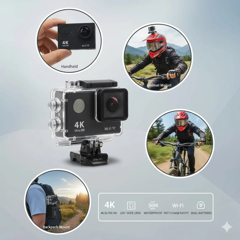 AdrenaCam ACTION CAMERA Action Camera 4K WiFi 20MP 30M Waterproof...more