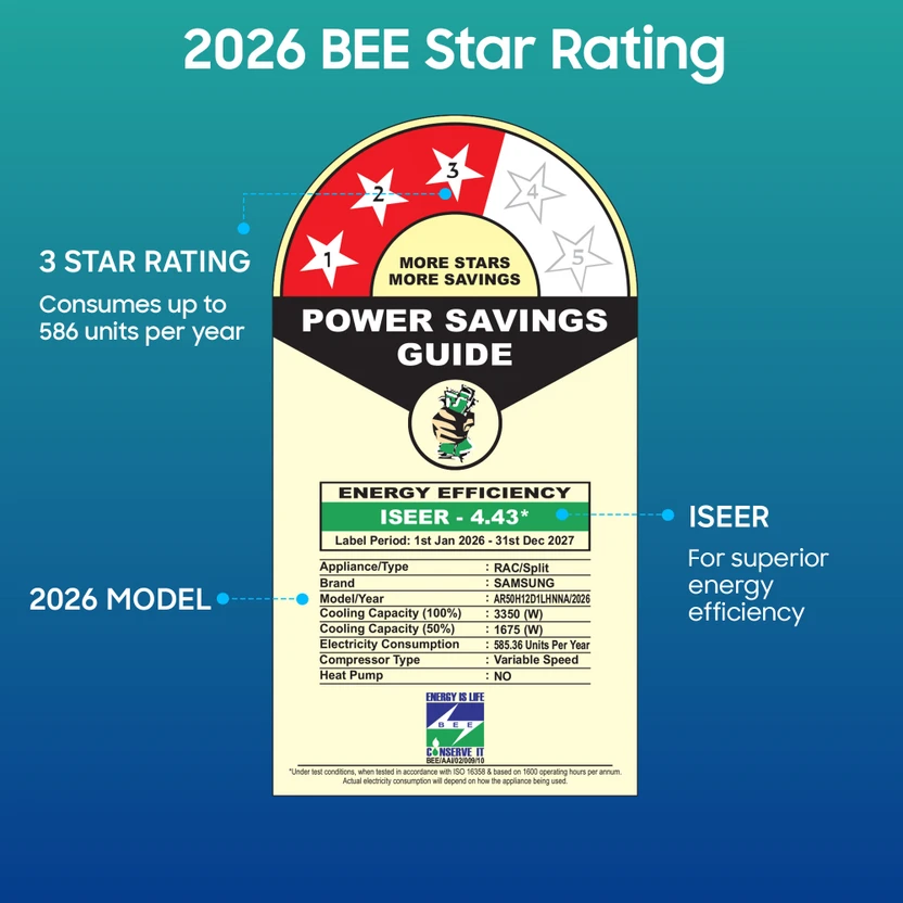 Samsung Bespoke AI 2026 Model 1 Ton 3 Star Split Inverter with Wi...more