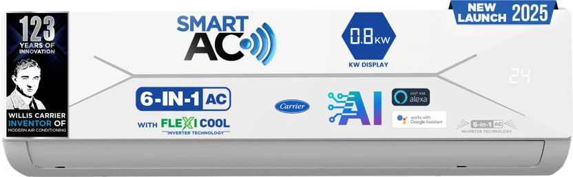 CARRIER 2025 Model 1 Ton 5 Star Split Inverter with Wi-fi Smart F...more