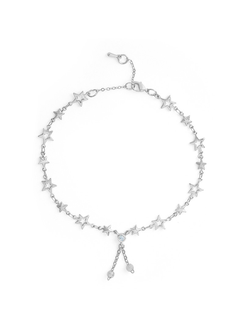MINUTIAE Silver-Plated Crystals Anklet