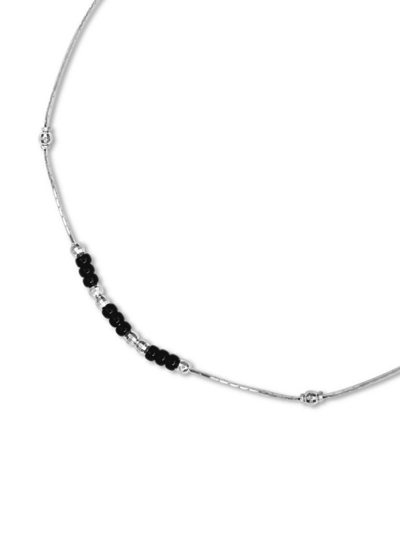 Zavya Rhodium-Plated 925 Sterling Silver Artificial Beads Anklet