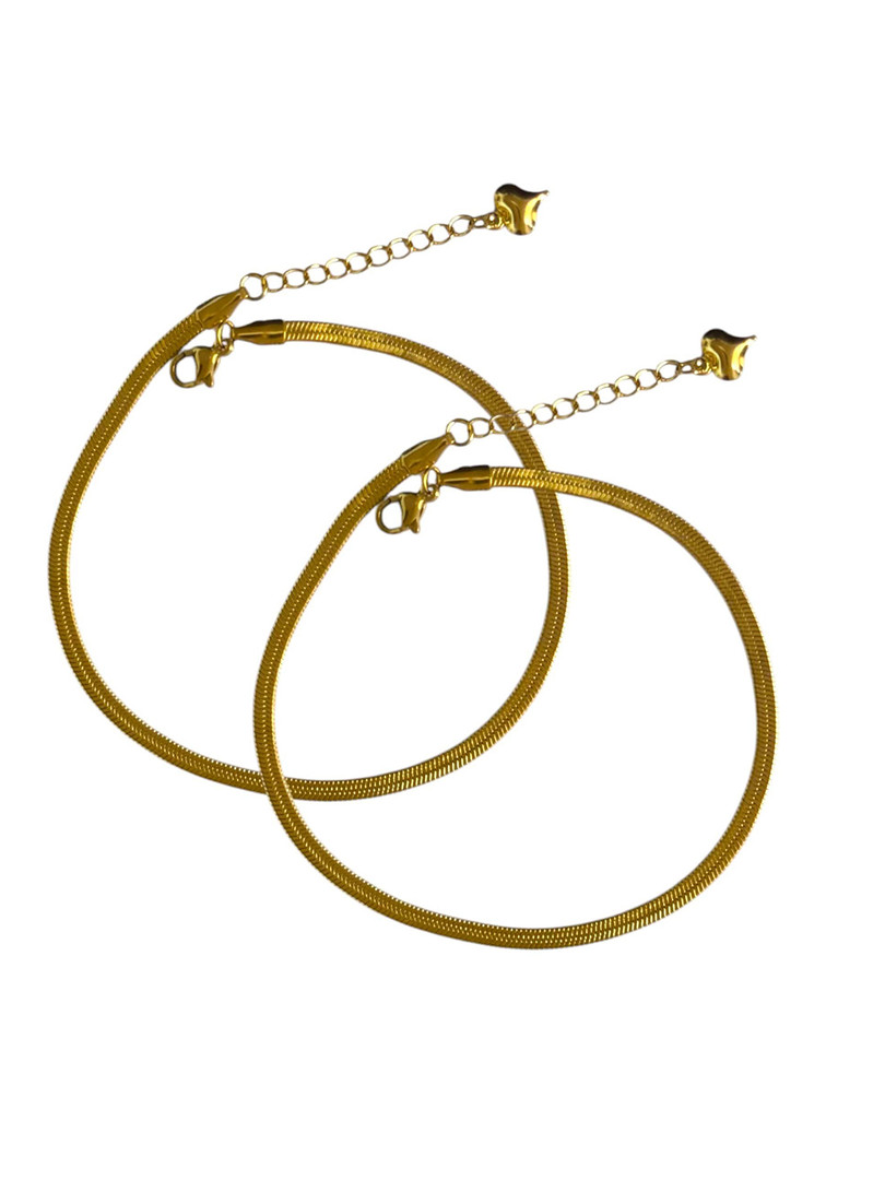 JEWILLEY Stainless Steel Gold-Plated Anti-Tarnish Waterproof Anklet