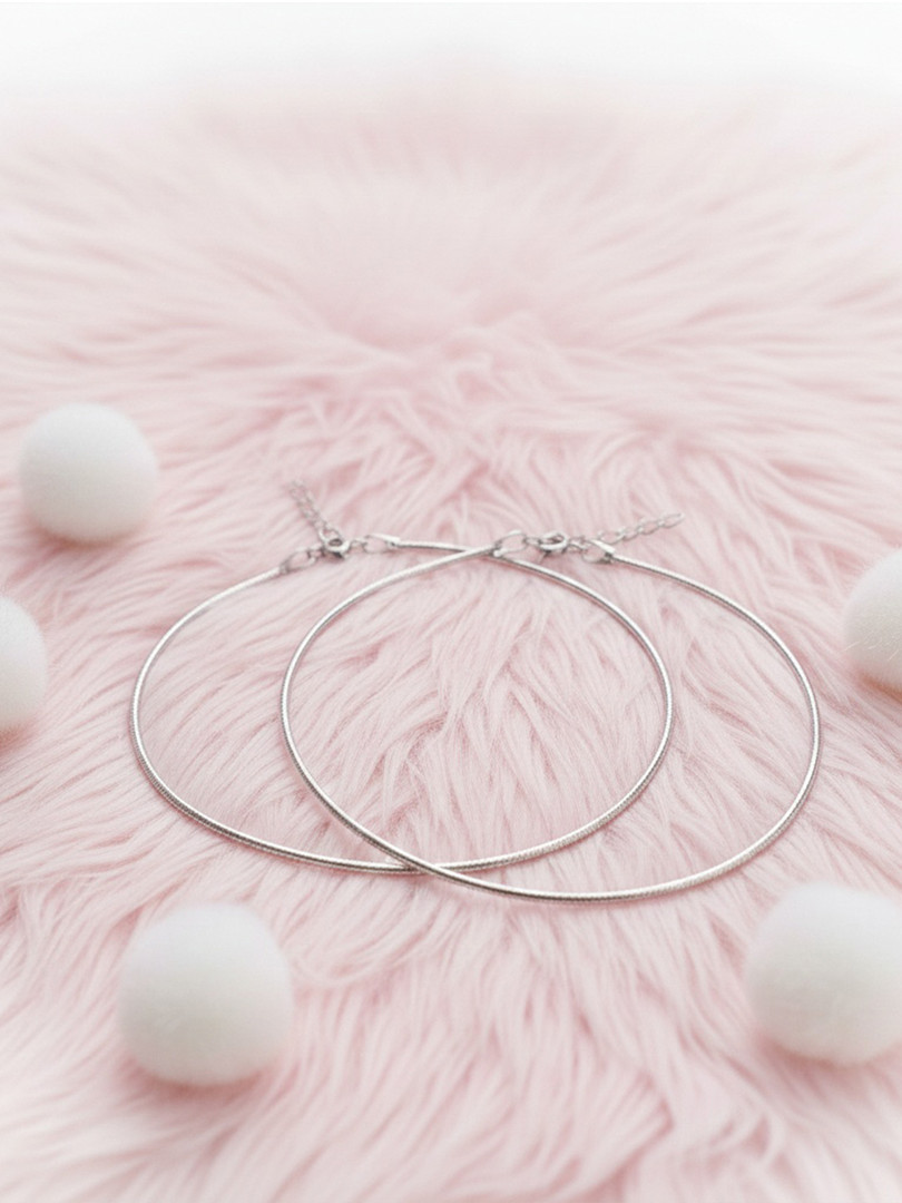 925 SILLER Set Of 2 925 Pure Silver Rhodium-Plated Link Anklets