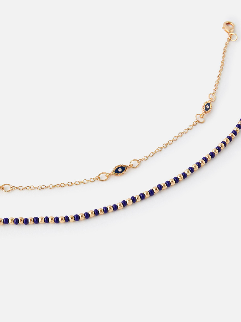 Accessorize London Set of 2 Evil Eye Anklets