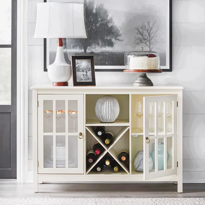 Woodefly Solid Wood Bar Cabinet (Finish Color - White, Pre-assemb...more