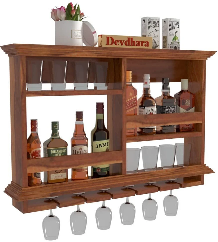 silvercrafts Bar cabinet Solid Wood Bar Cabinet (Finish Color - H...more