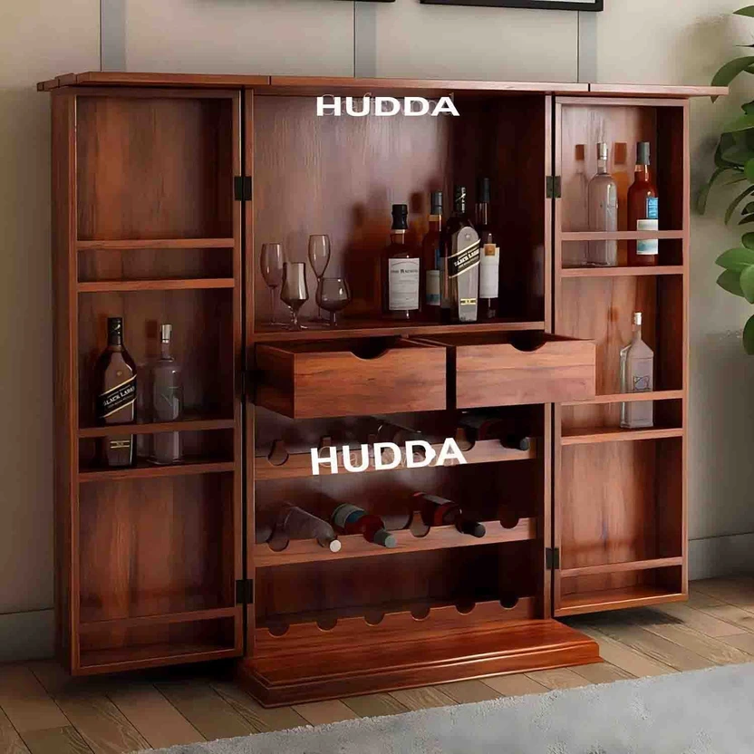 Hudda Solid Wood Bar Cabinet – Elegant Home Liquor Storage Solid ...more