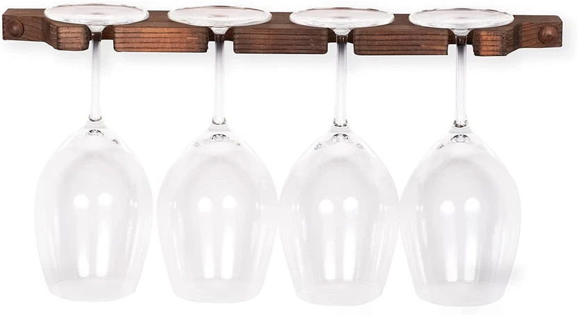 GenuineDecor 8 Hanging Glass Holder Shelf Solid Wood Bar Cabinet ...more