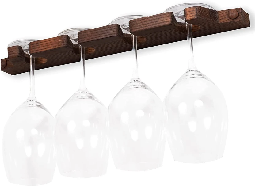 GenuineDecor 8 Hanging Glass Holder Shelf Solid Wood Bar Cabinet ...more