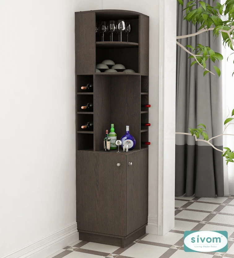 Bar Cabinets SIVOM Luxe Bar unit for Home/Bar Engineered Wood Bar Cabinet (Fin...more