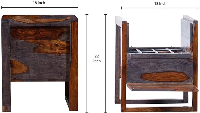 Made Wood Solid Wood Bar Cabinet (Finish Color - Duel Tone Grey A...more