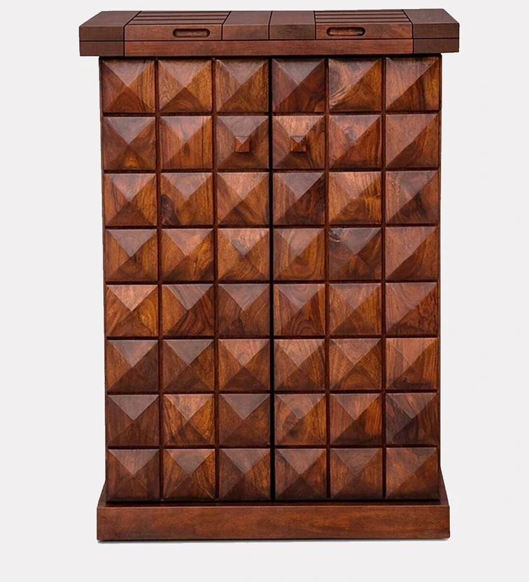 Cherry Wood Sheesham Wood Bar Cabinet Rack Hard and Soft Drinks S...more