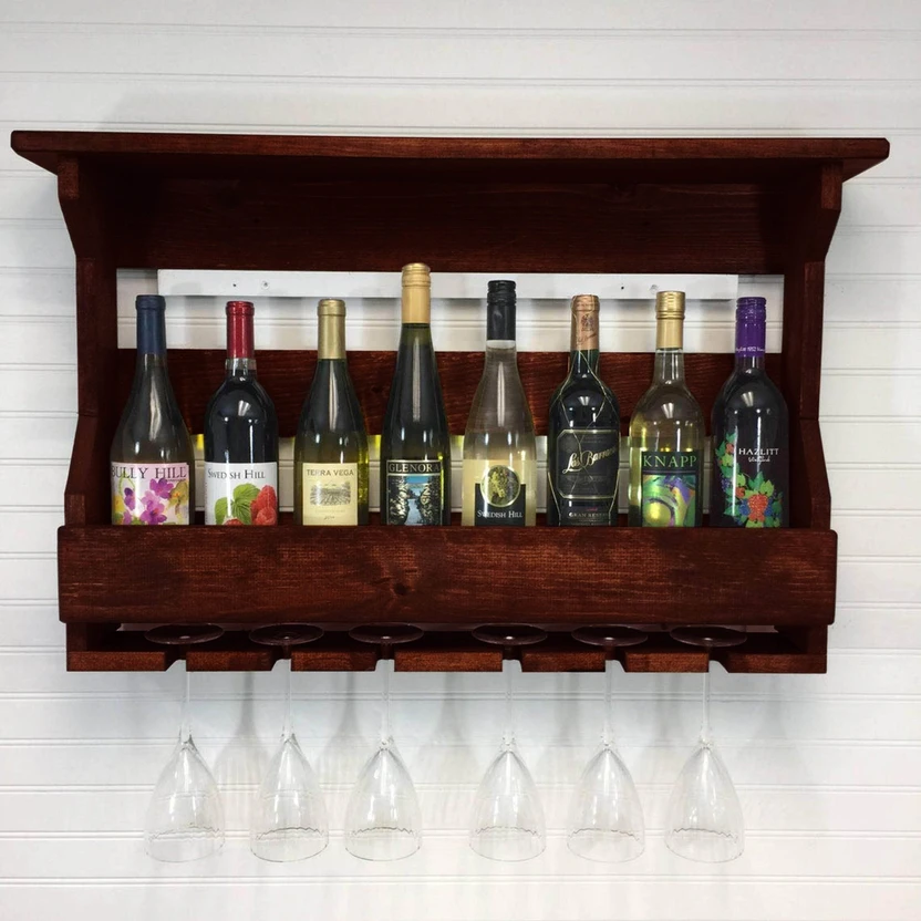 Wopno Furniture Sheesham Wood Bar Cabinet | 4 Bottle Tabletop Win...more