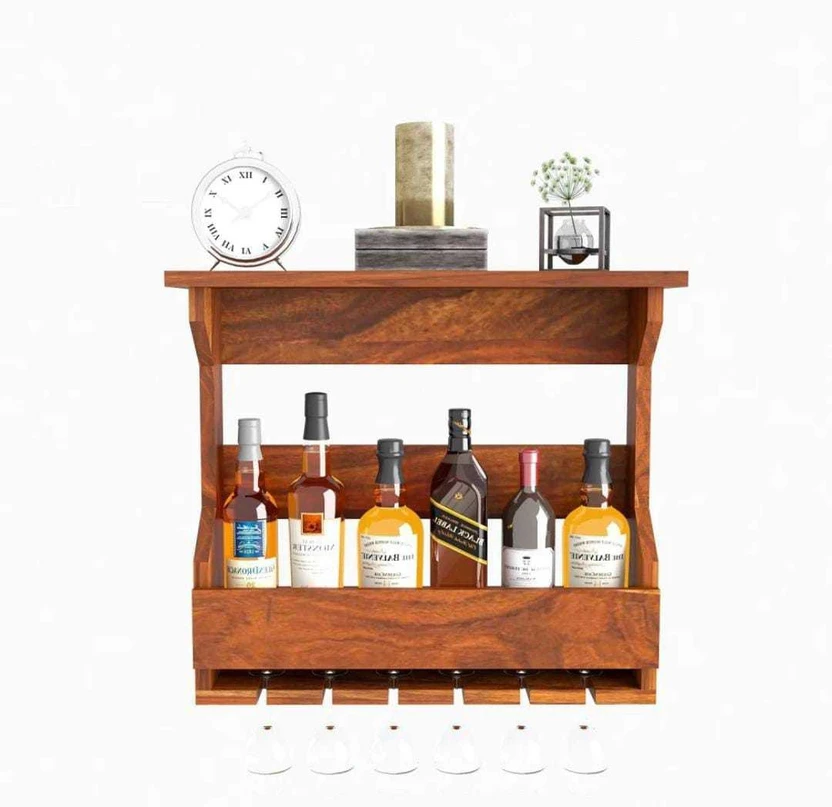 Bshsh Engineered Wood Bar Cabinet (Finish Color - brown, Knock Do...more