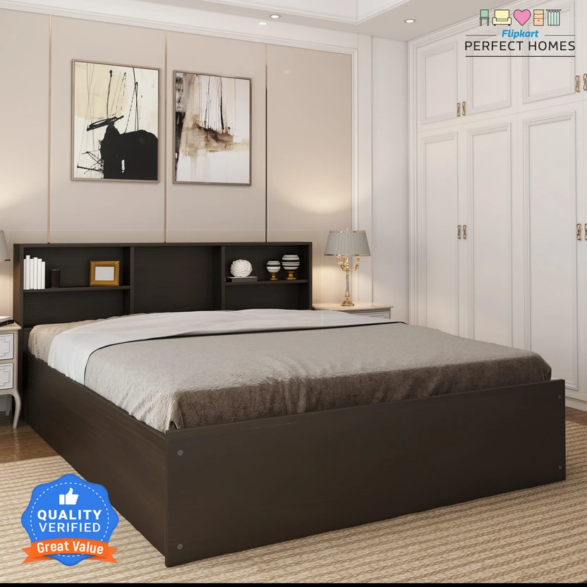 Beds Flipkart Perfect Homes Opus Engineered Wood Queen Box Bed, 213 cm...more