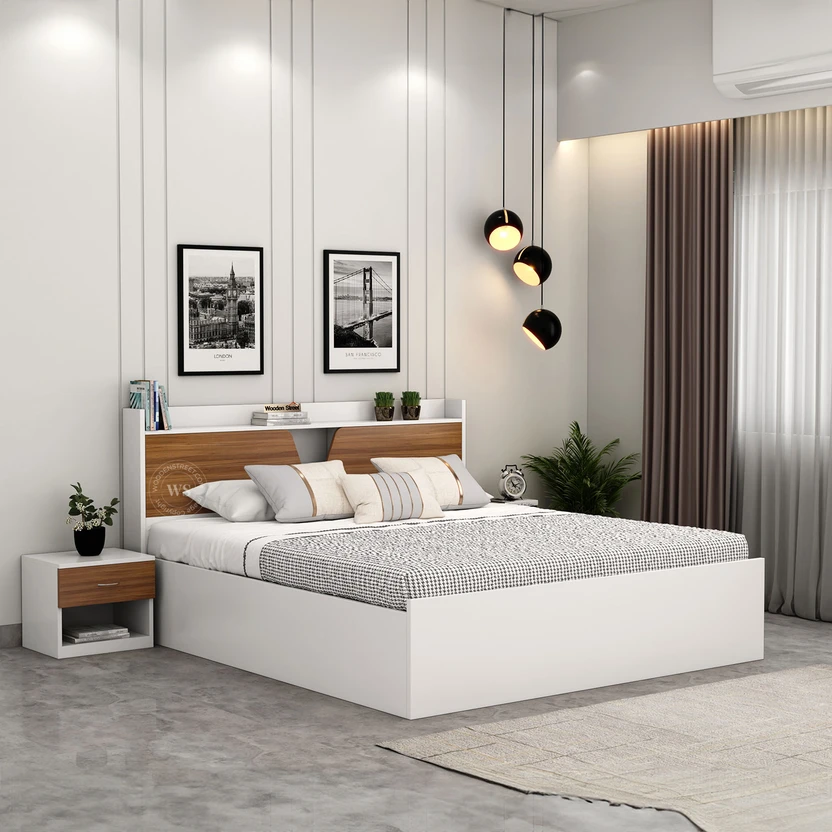 Wooden Street Evaline Hydraulic Bed With Box Storage (King Size, ...more