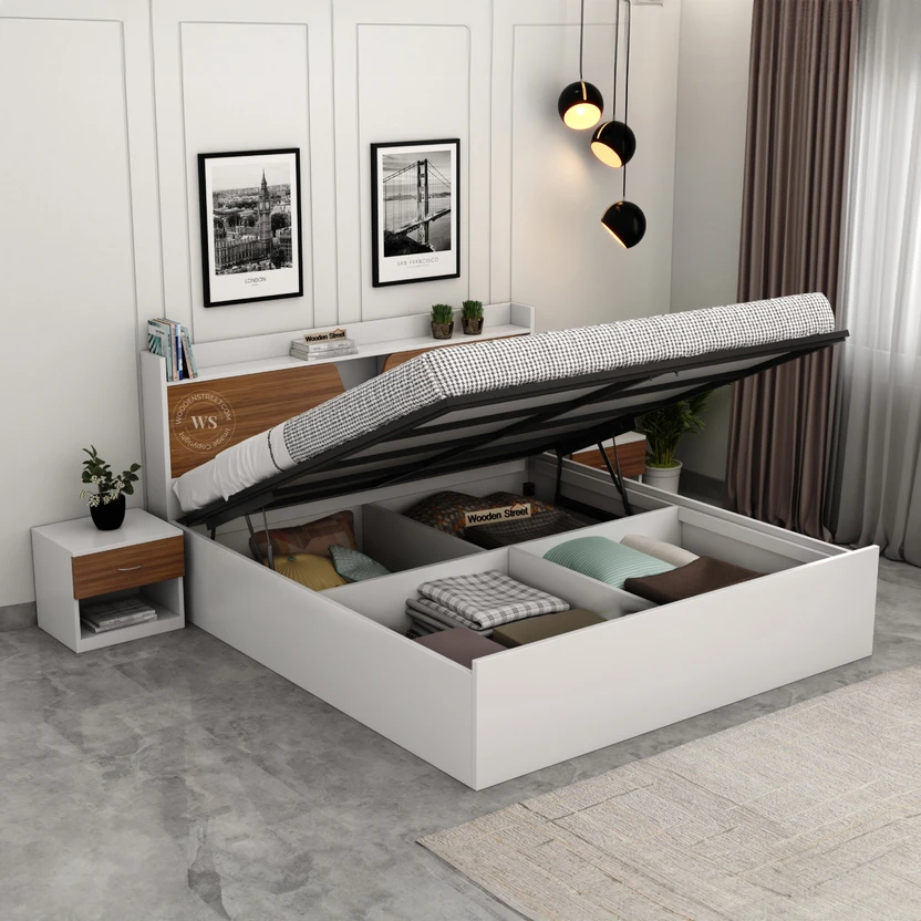 Wooden Street Evaline Hydraulic Bed With Box Storage (King Size, ...more