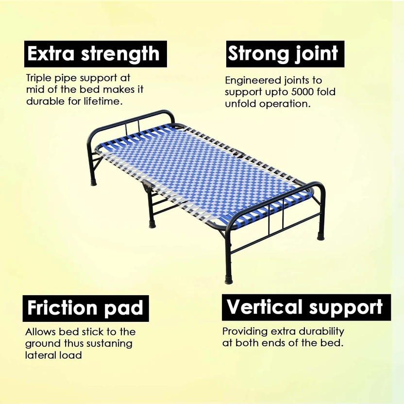 CRAFTLIA Foldable Bed Portable Single Folding Bed Niwar Charpai K...more