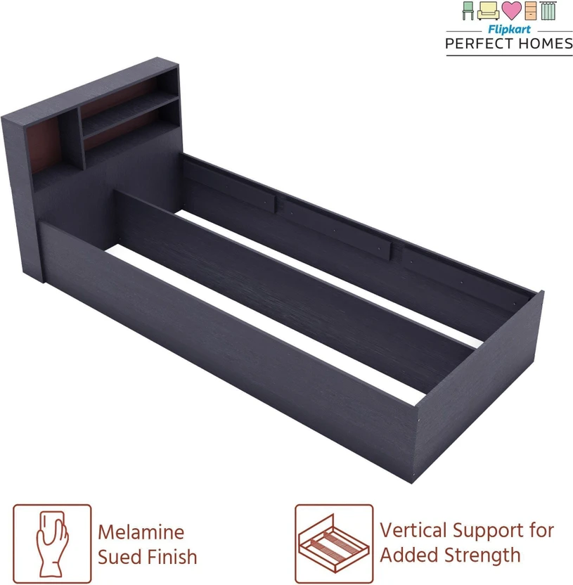 Flipkart Perfect Homes Mambo Engineered Wood Single Bed, 216.7 cm...more