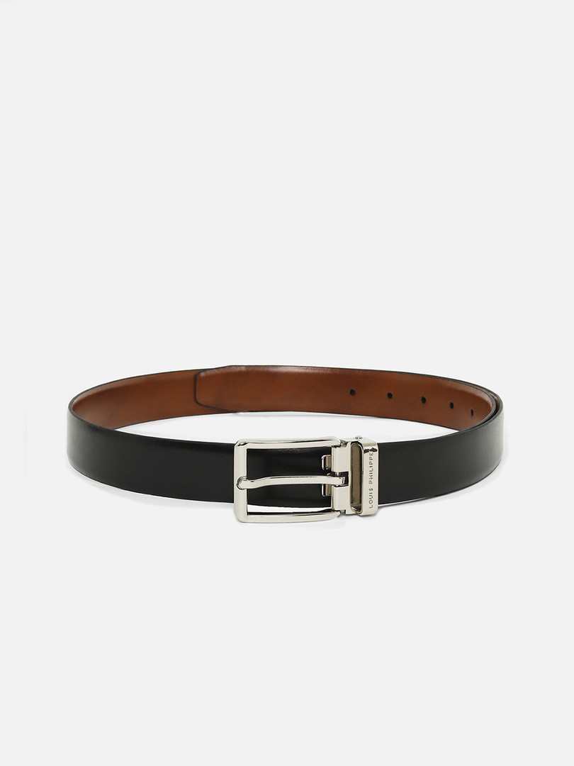 Louis Philippe Men Black & Tan Brown Reversible Leather Belt