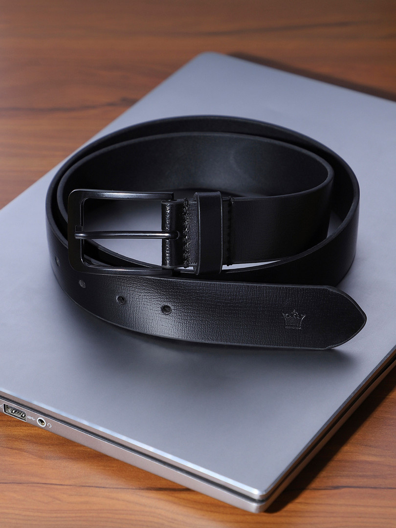 Belts Louis Philippe Men Black Solid Leather Belt