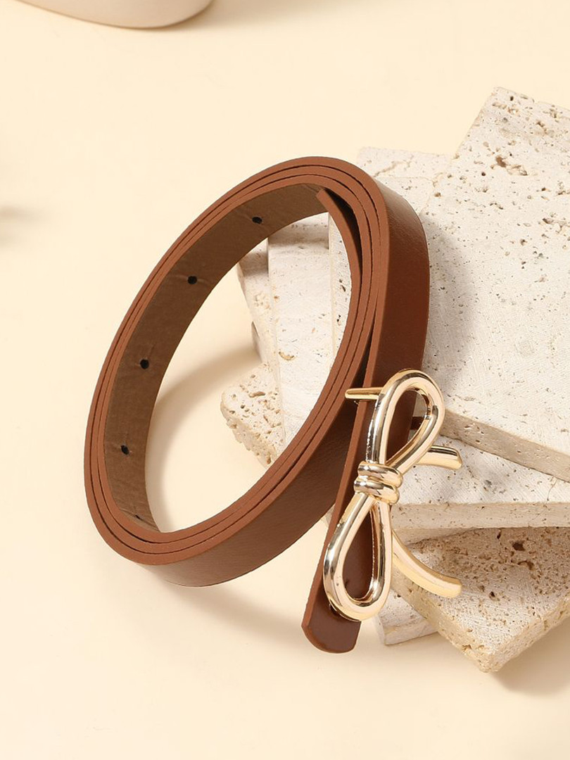 SALTY Women Bow Solid Push Pin Belt