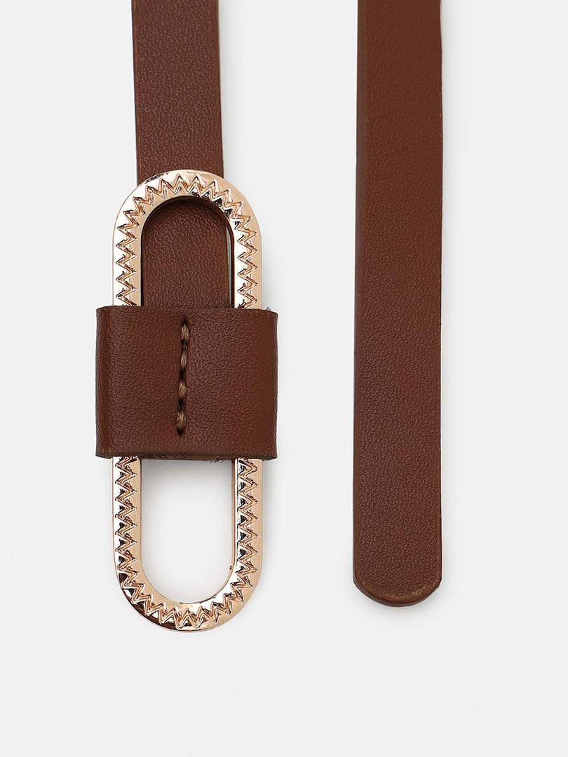 Kazo Women Solid Pu Classic Thin Belt