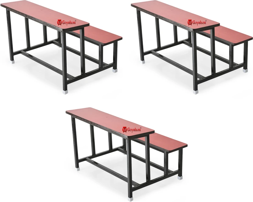APPLE FURNITURE Duel desk for Study made of iron And wooden Top P...more
