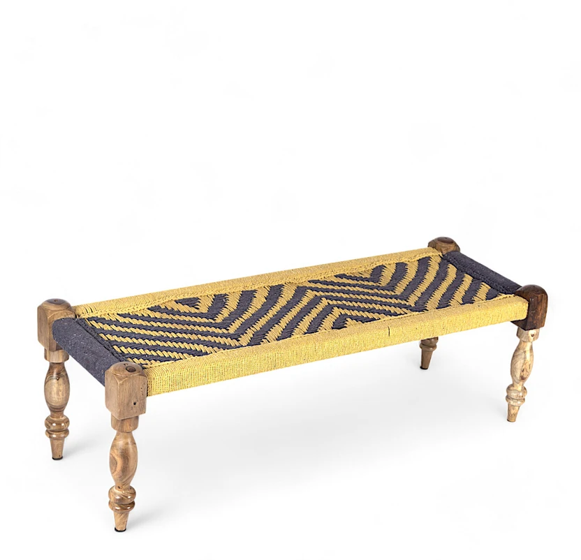 Flipkart Perfect Homes Rosewood Maachi Bench in Vivid Purple & Ye...more