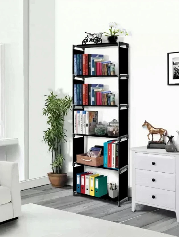 thos Plastic 6 Shelf Book Organizer Metal Open Book Shelf (Finish...more
