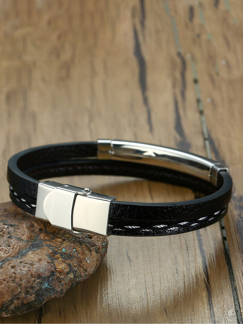 WROGN Men Wraparound Leather Bracelet