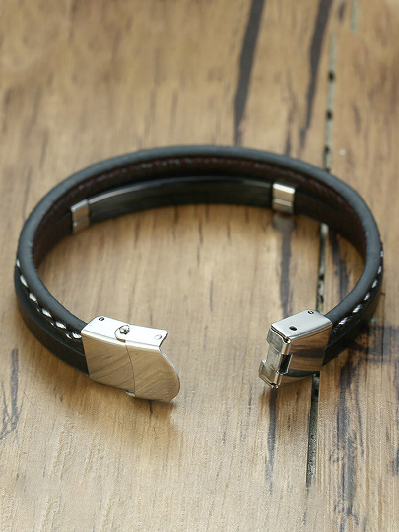 WROGN Men Wraparound Leather Bracelet