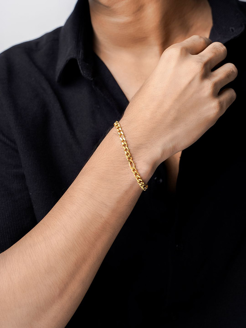SWASHAA Men 18K Gold-Plated Stainless Steel Wraparound Bracelet