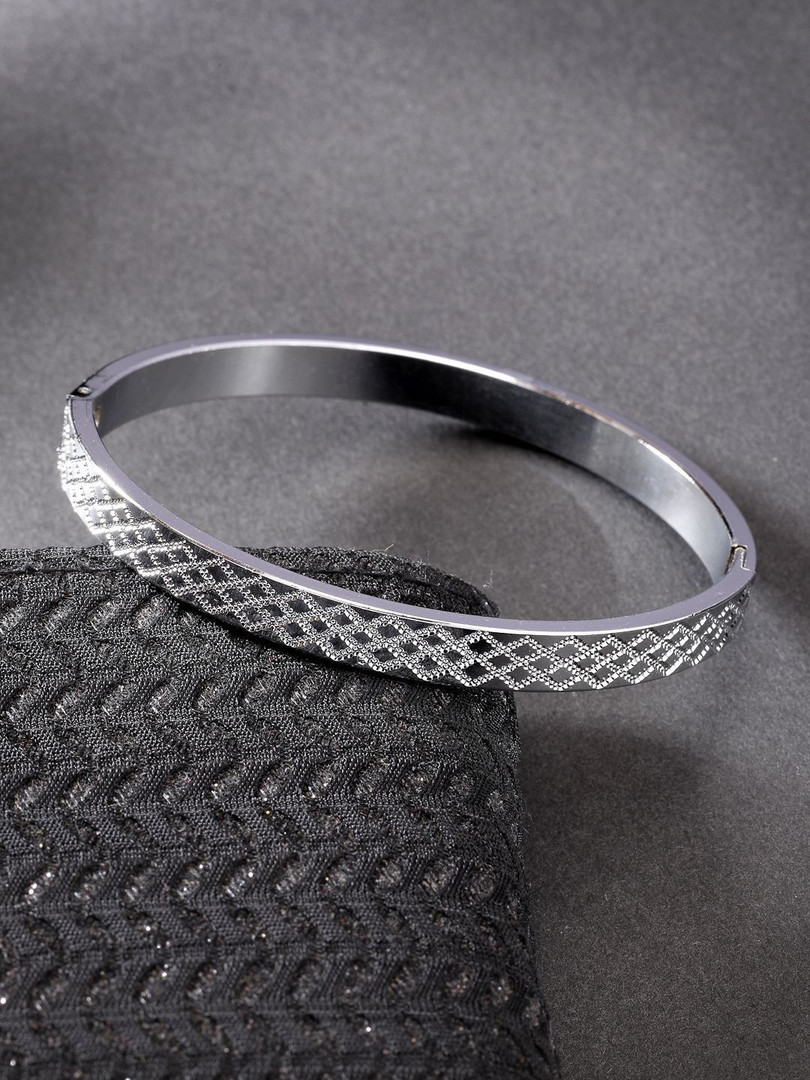 Anouk Men Stainless Steel Silver-Plated Kada Bracelet