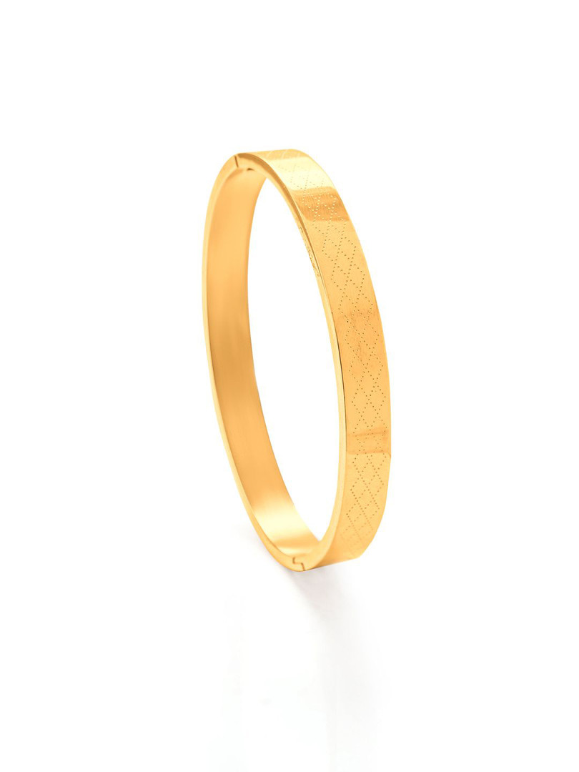 SWASHAA Men Ian Stainless Steel Gold-Plated Kada Bracelet