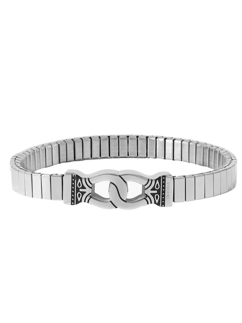 SWASHAA Men Silver-Plated Stainless Steel Kada Bracelet