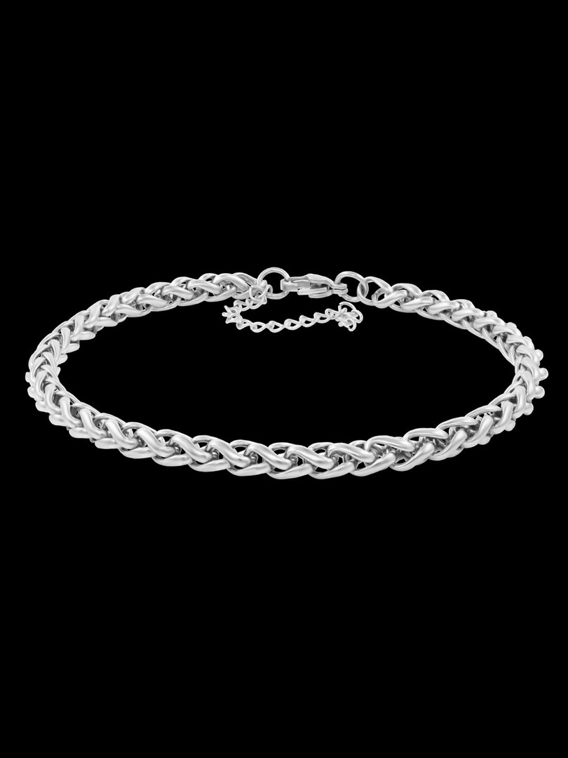 Bracelets NAKABH Men Silver-Toned Silver-Plated Link Bracelet