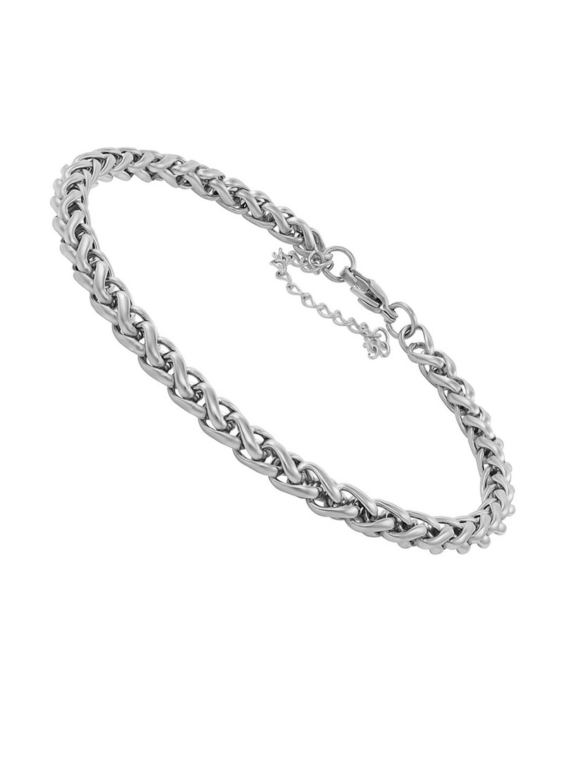 NAKABH Men Silver-Toned Silver-Plated Link Bracelet