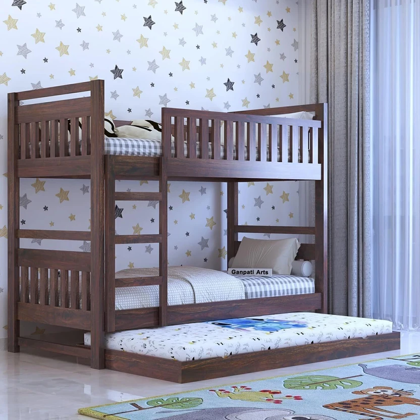 Bunk Beds Ganpati Arts Solid Sheesham Wood Swift Bunk Bed Twin Over Bed wit...more
