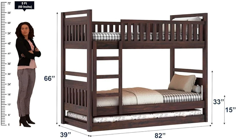 Ganpati Arts Solid Sheesham Wood Swift Bunk Bed Twin Over Bed wit...more