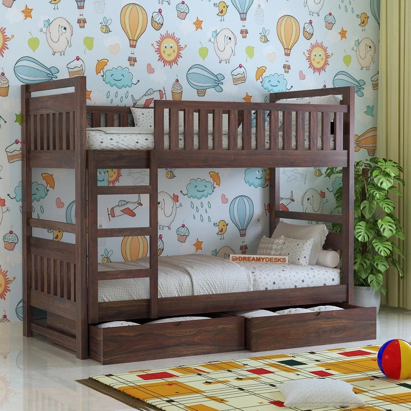 Dreamydesks Sheesham Wood Tylor Bunk Bed with 2 Drawer Storage So...more