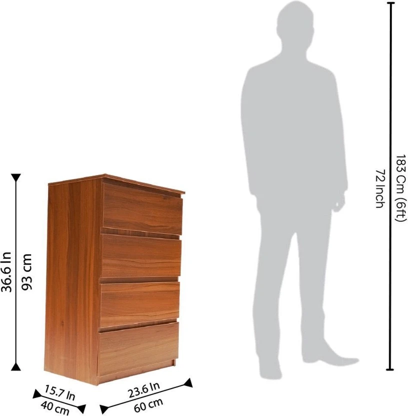KIK Eden 4 Drawer Cabinet | Wooden Storage Chest|Organizer for Be...more