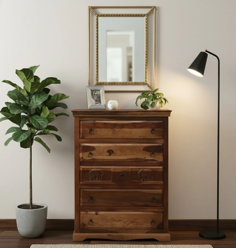 EASYWOOD 5-Drawer Chest Of Drawers Solid Wood Free Standing Chest...more