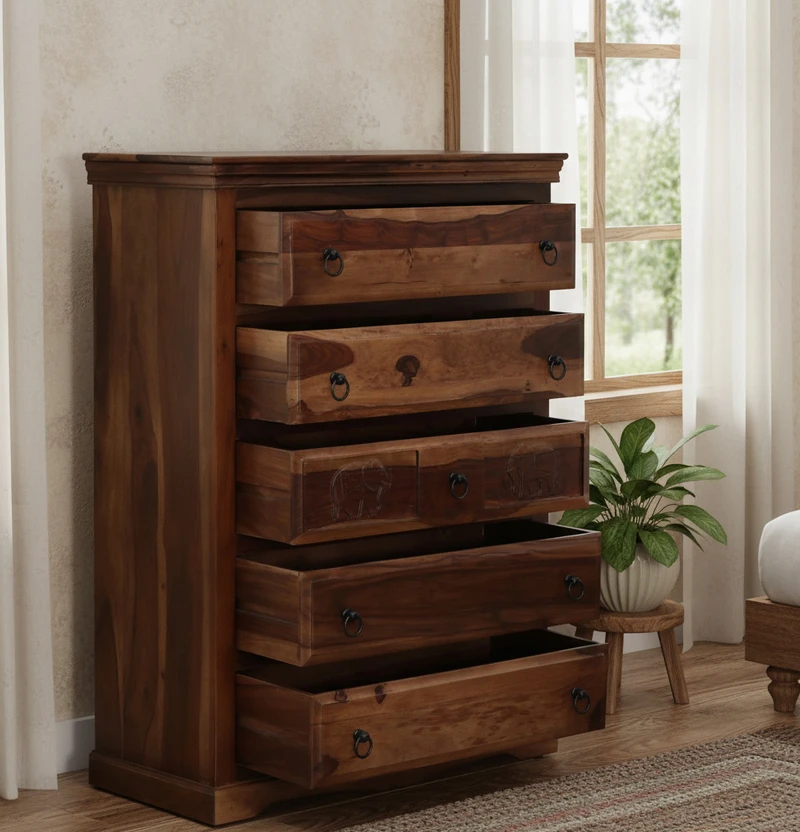 EASYWOOD 5-Drawer Chest Of Drawers Solid Wood Free Standing Chest...more