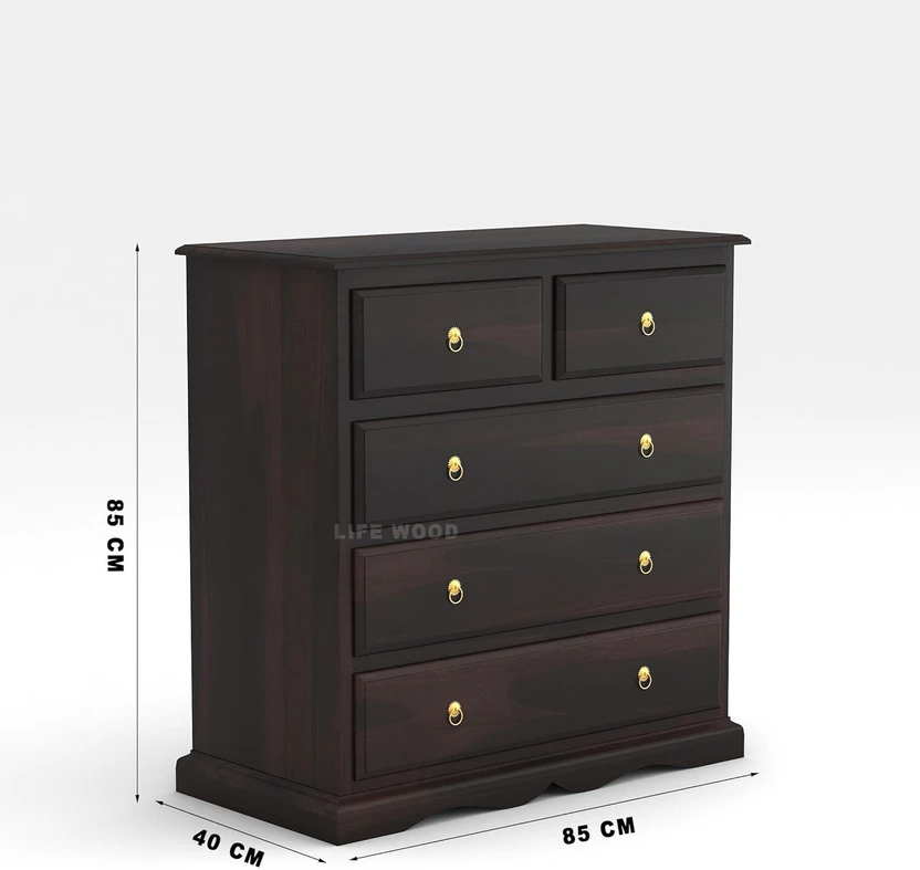 LIFEWOOD Life Wood Sheesham Wooden Chest of 5 Drawer for Living R...more