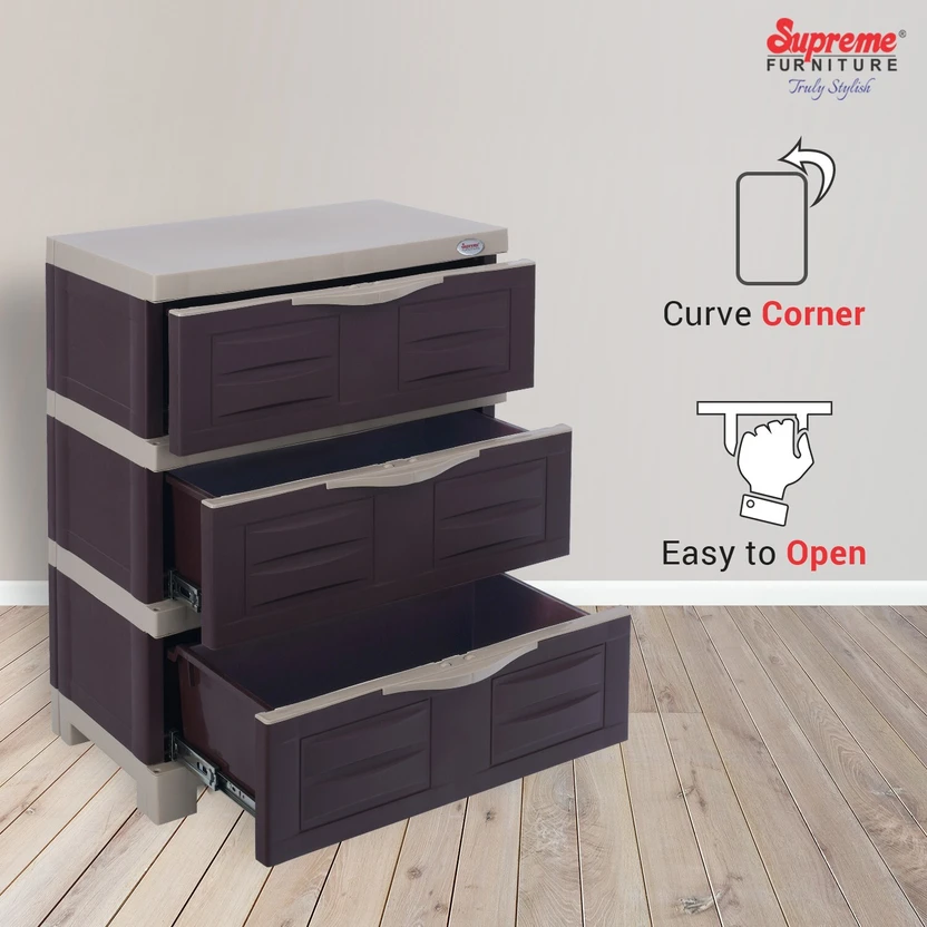 Supreme Plastic Free Standing Chest of Drawers (Finish Color - Gl...more